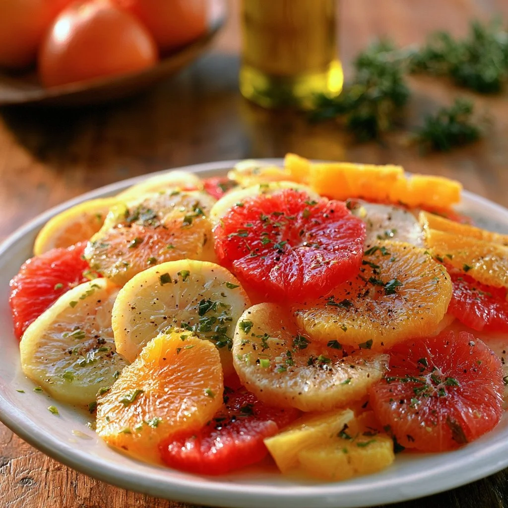 Delicious seafood salad with citrus dressing and fresh ingredients