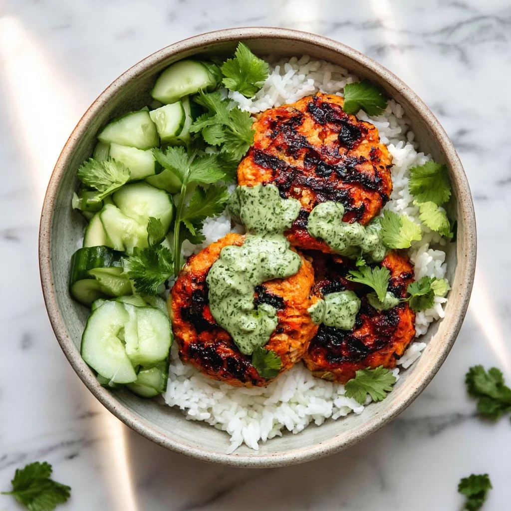 Plate of sweet potato black bean patties garnished with fresh herbs