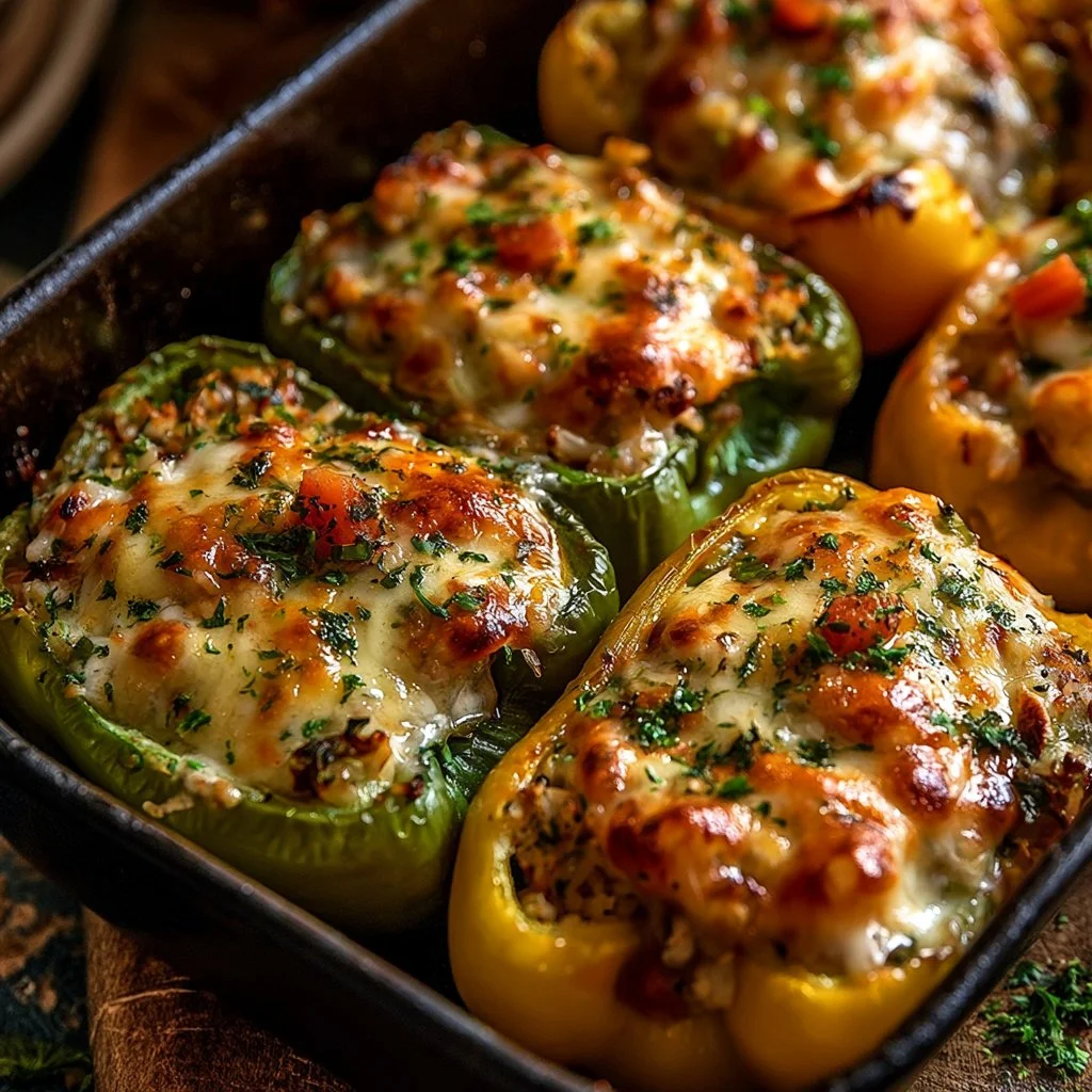 Delicious vegetarian stuffed bell peppers filled with quinoa and vegetables